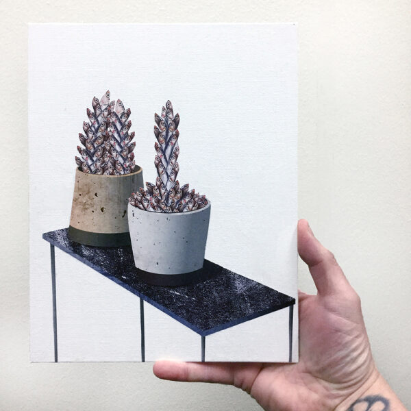Collage of vase with fish