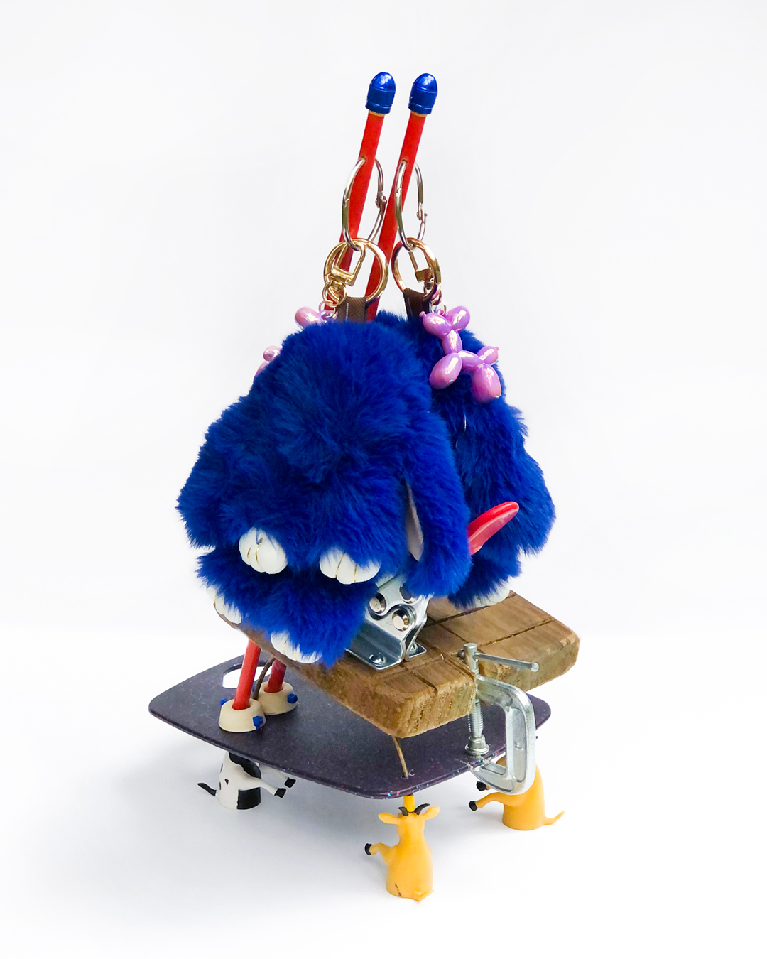 Table top sculpture with various materials